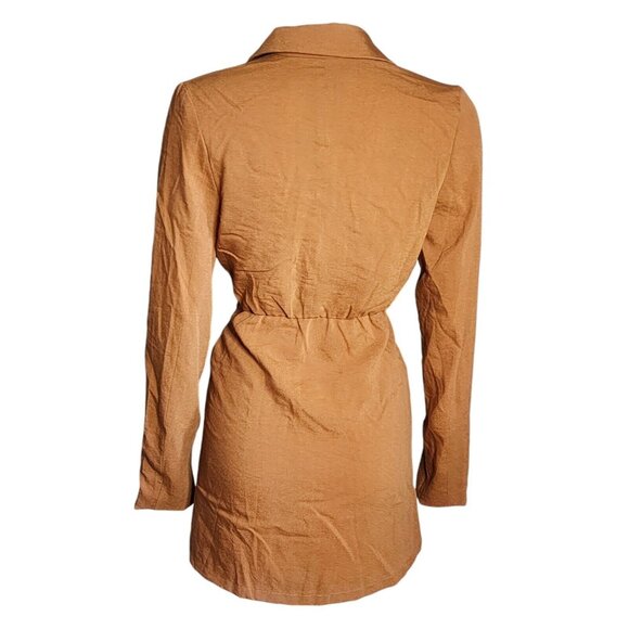 Mable Dress Womens Size S Small Solid All Brown Collared Long Sleeve Open Front - Picture 3 of 7